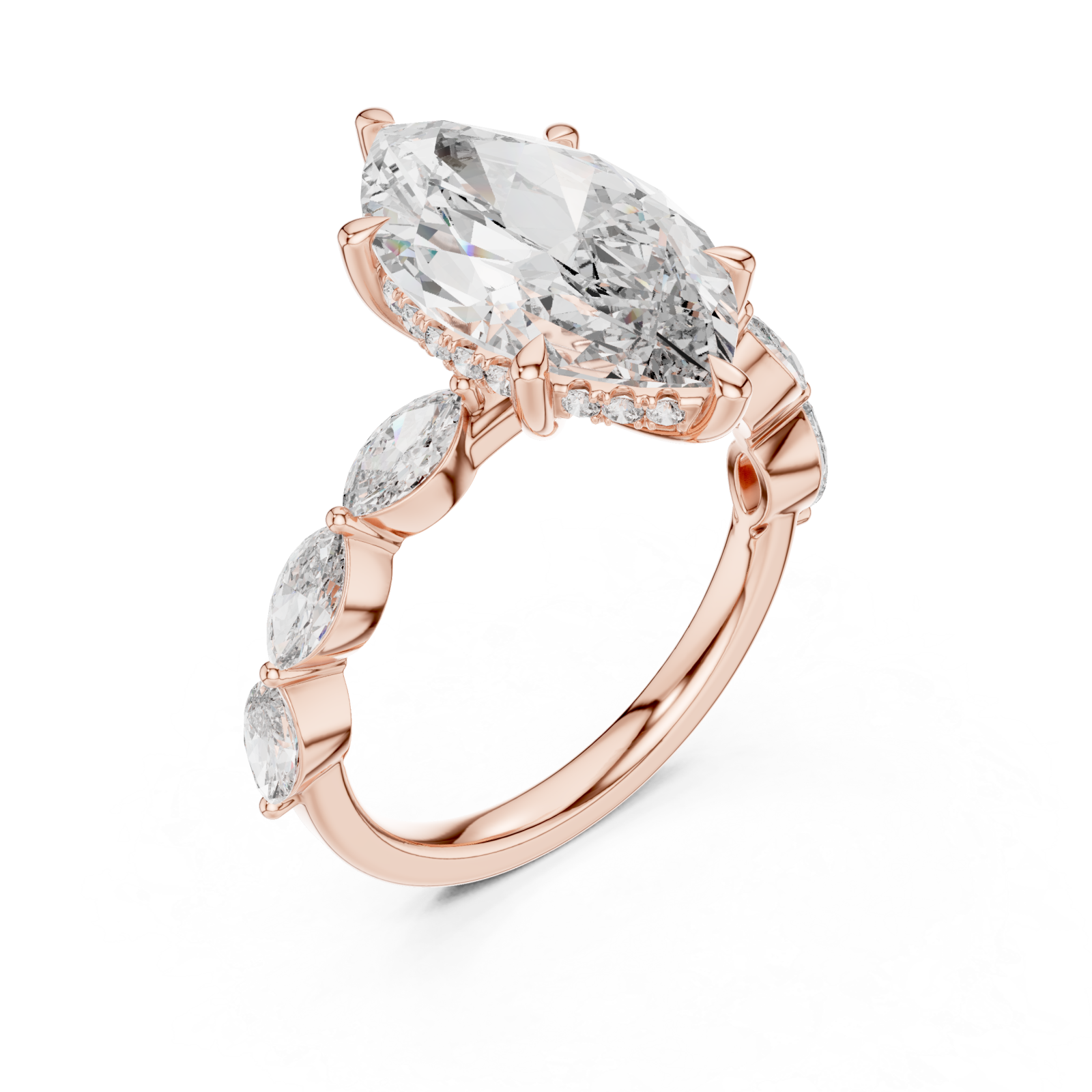  Rose Gold Ellipse Embrace Halo Band Ring Right View