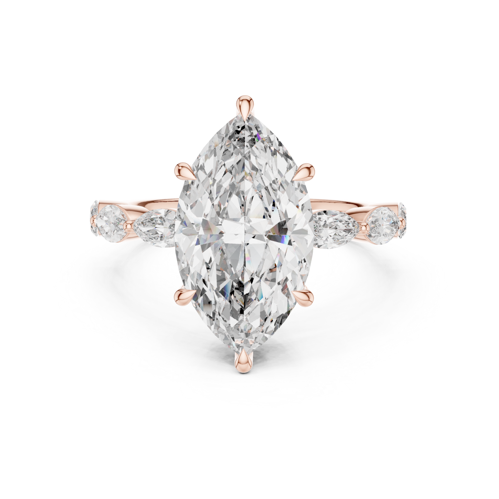  Rose Gold Ellipse Embrace Halo Band Ring Front View