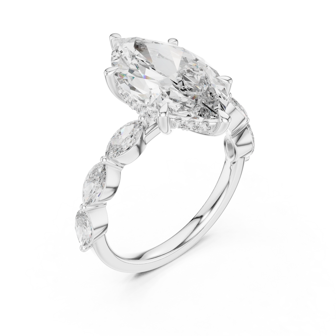  White Gold Ellipse Embrace Halo Band Ring Right View