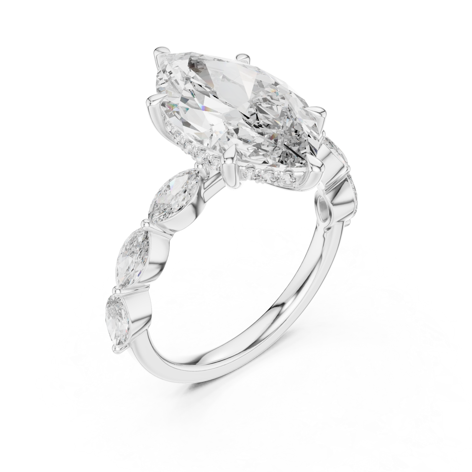  White Gold Ellipse Embrace Halo Band Ring Right View