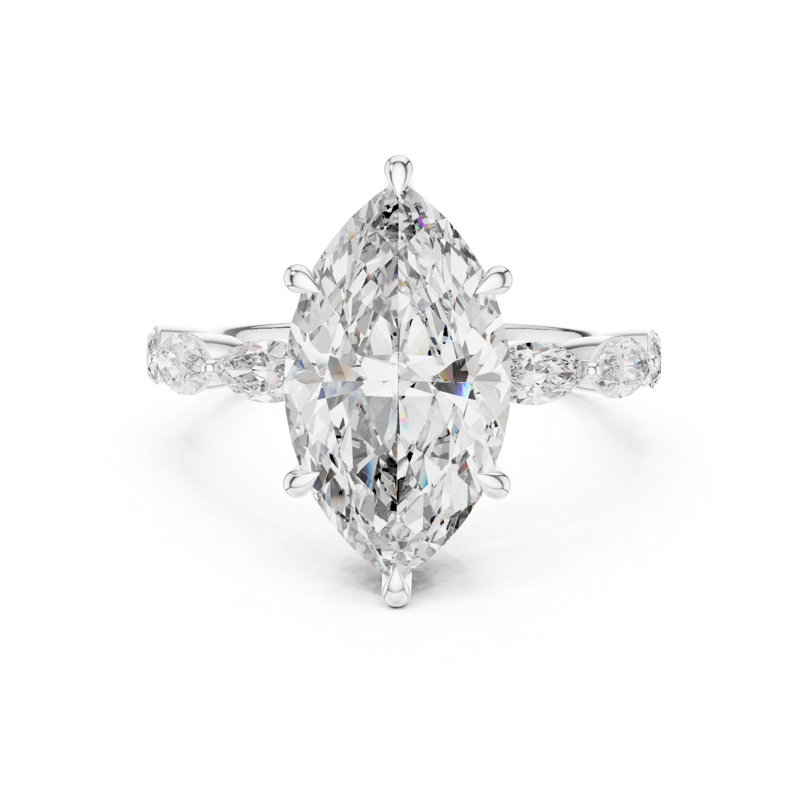  White Gold Ellipse Embrace Halo Band Ring Front View