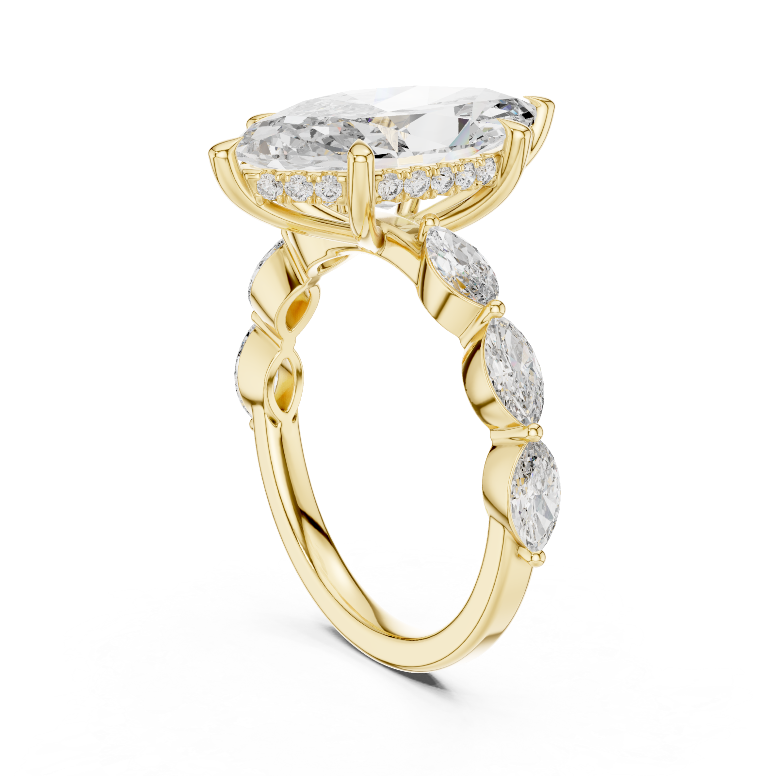  Gold Ellipse Embrace Halo Band Ring Left View