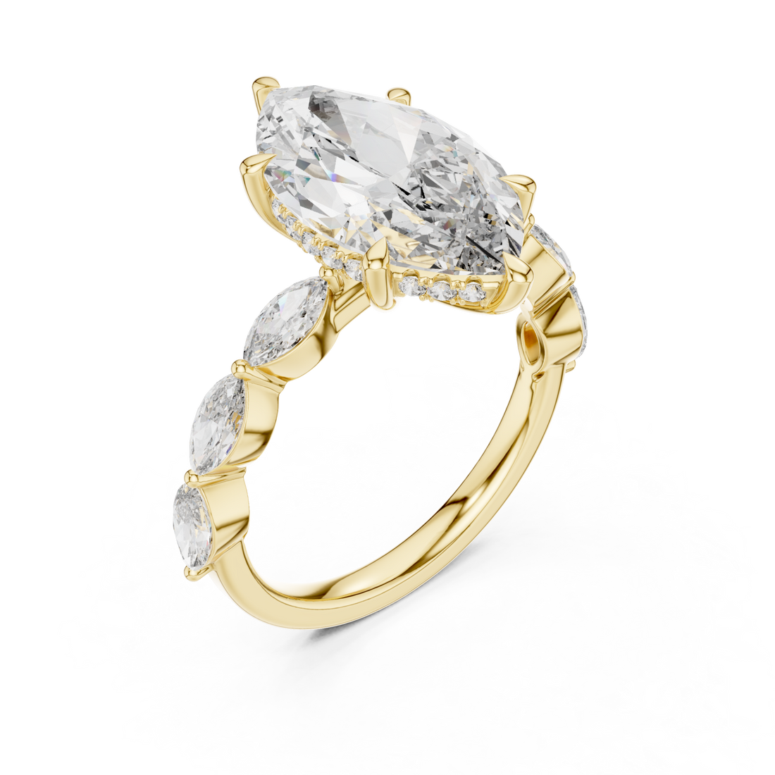 Gold Ellipse Embrace Halo Band Ring Right View