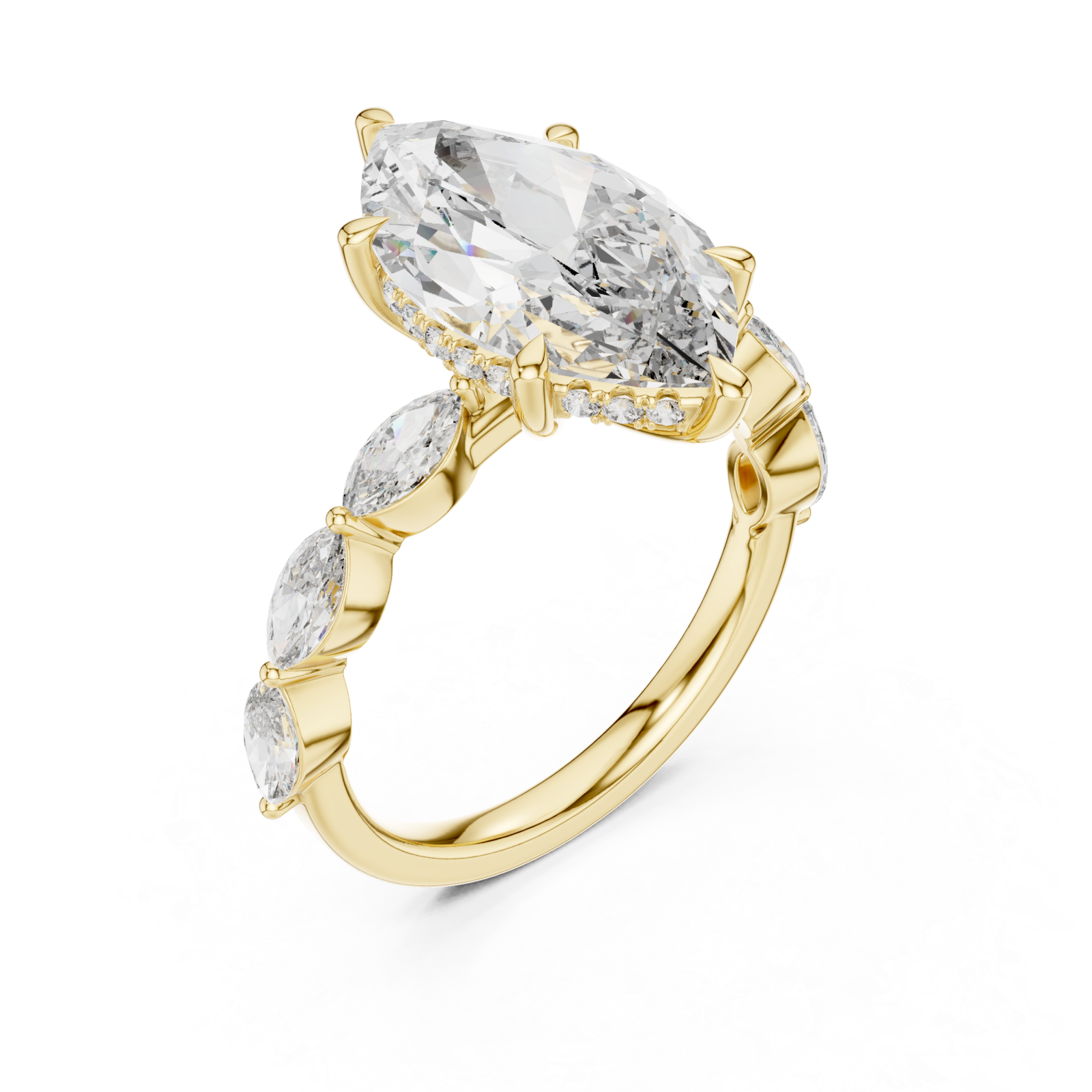 Gold Ellipse Embrace Halo Band Ring Right View