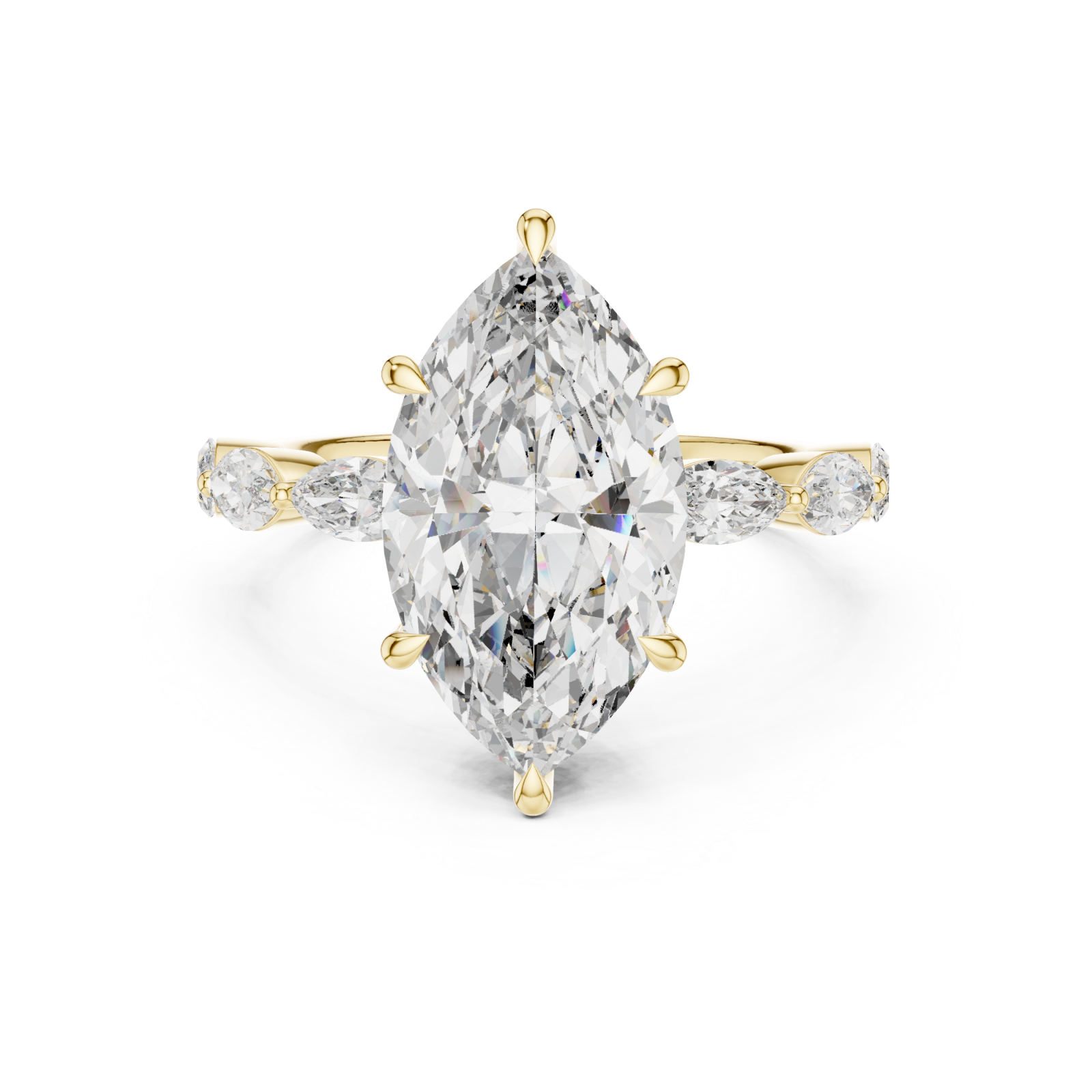  Gold Ellipse Embrace Halo Band Ring Front View