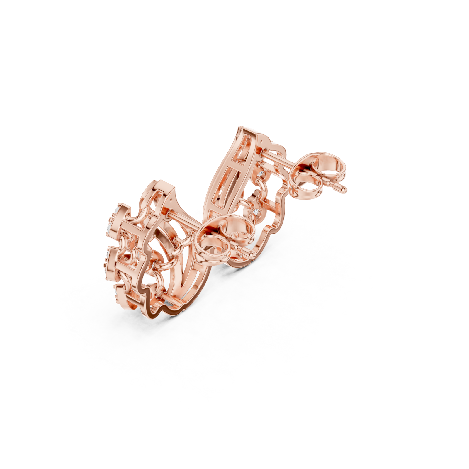  Rose Gold Intricate Harmony Curve Earring Right View