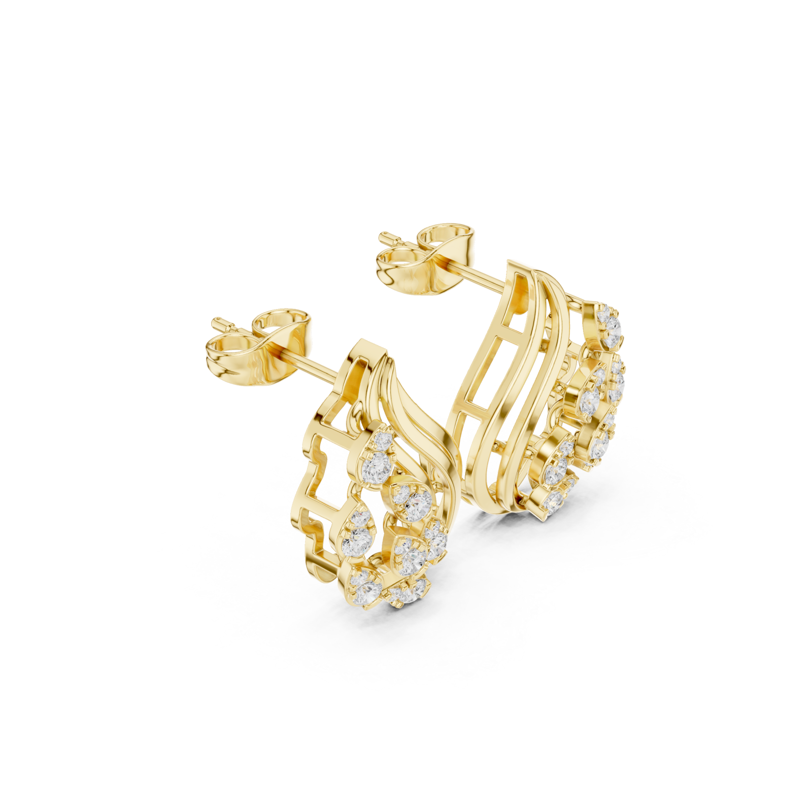  Gold Intricate Harmony Curve Earring Left View
