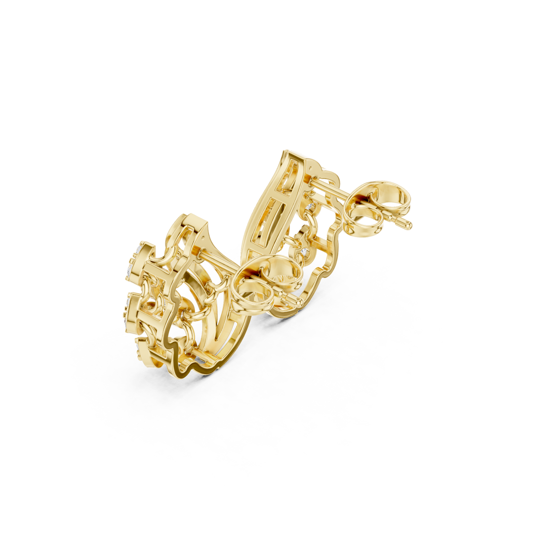 Gold Intricate Harmony Curve Earring Right View