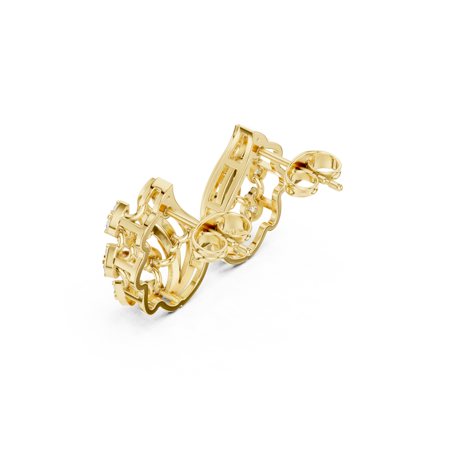 Gold Intricate Harmony Curve Earring Right View