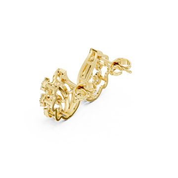 Gold Intricate Harmony Curve Earring Right View