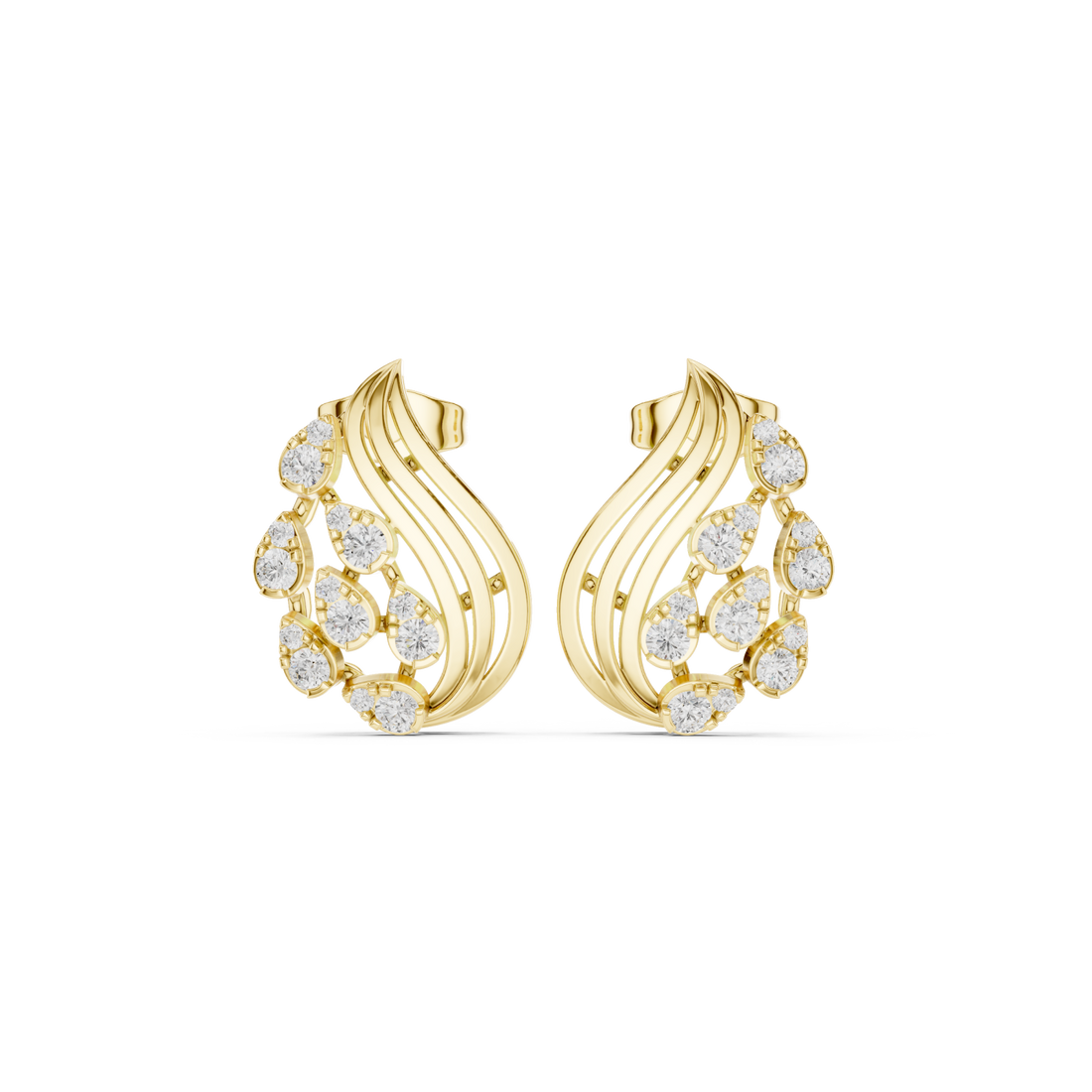 Gold Intricate Harmony Curve Earring Right View