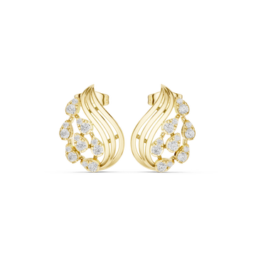 Gold Intricate Harmony Curve Earring Front View
