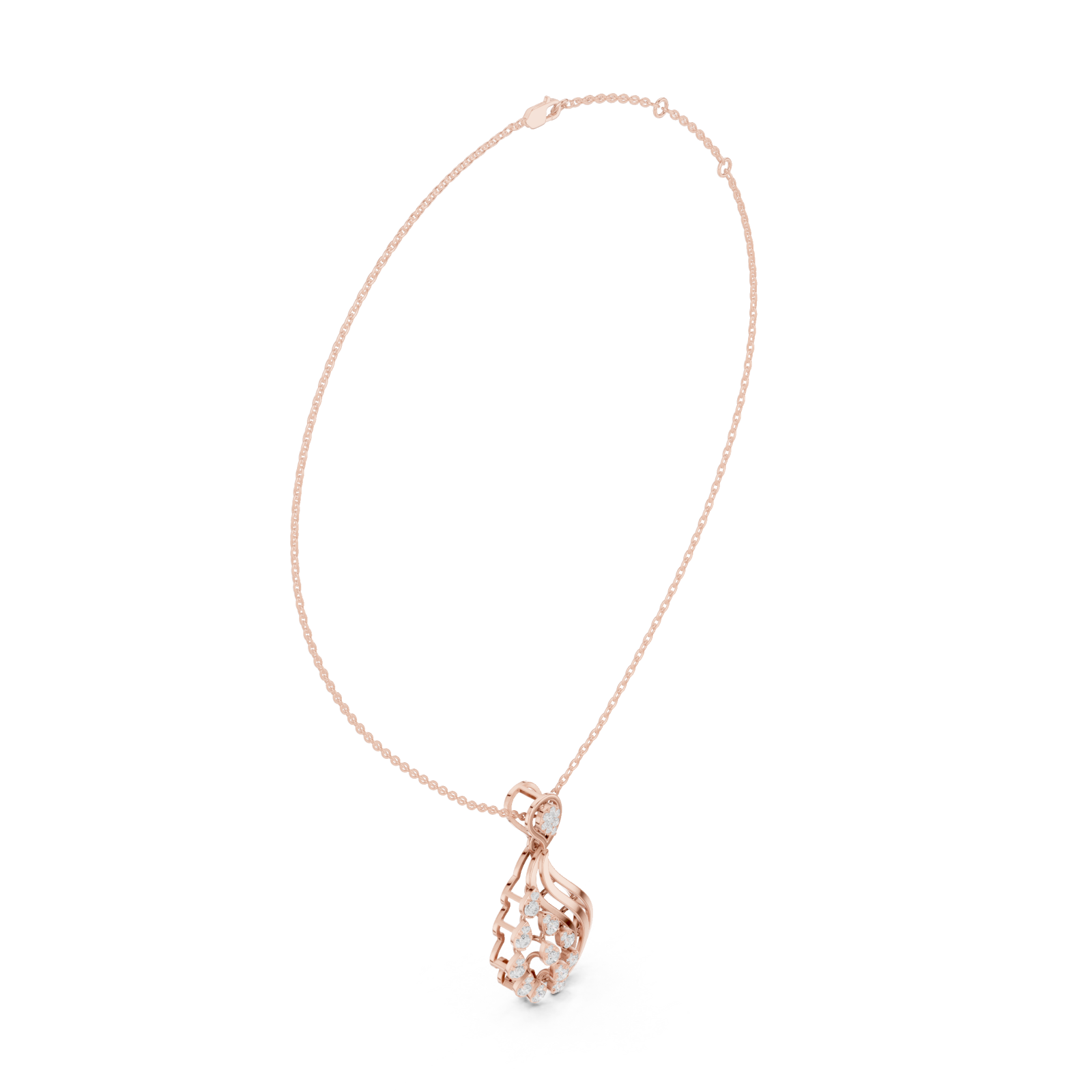  Rose Gold Radiant Petal Reverie Drop Pendant Left View