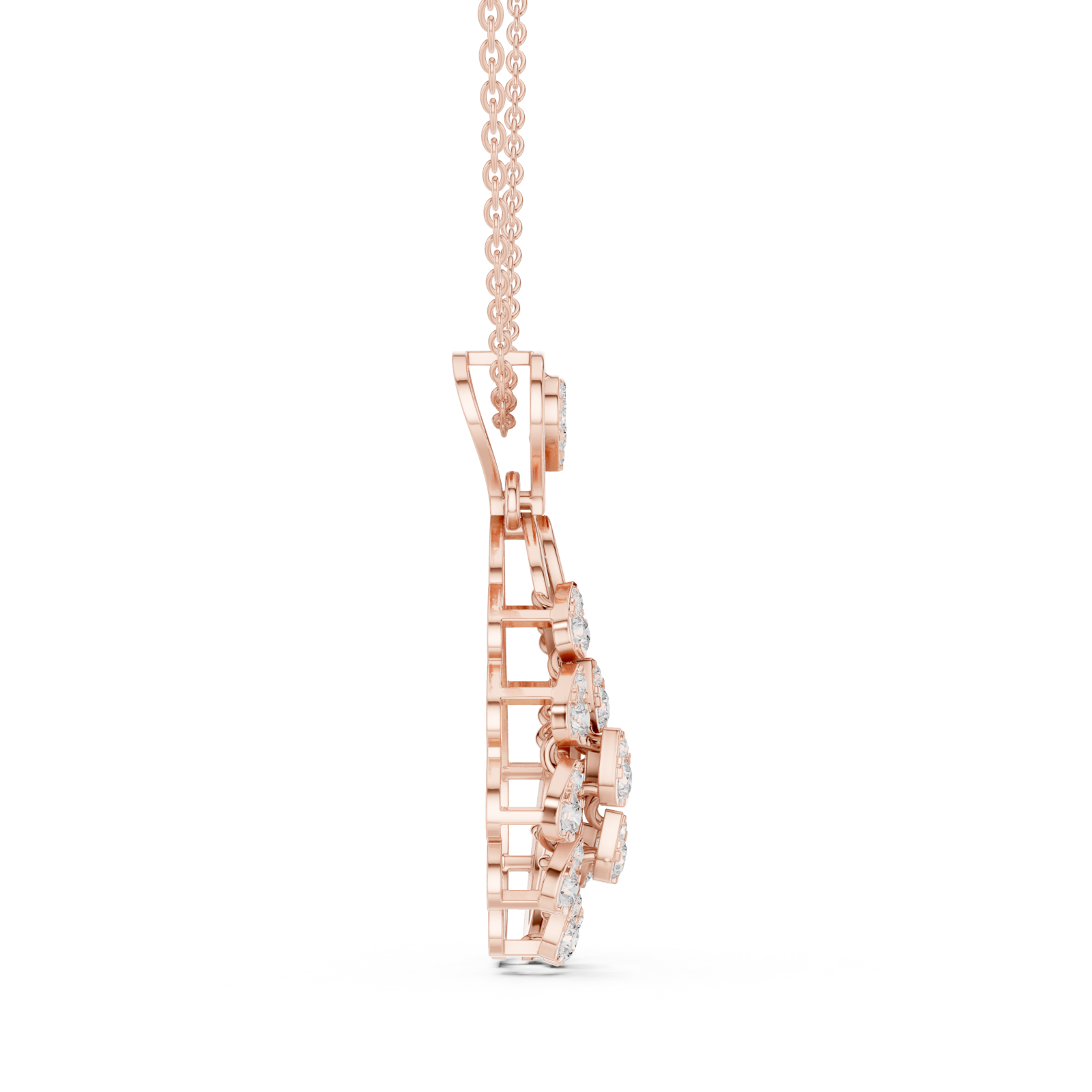  Rose Gold Radiant Petal Reverie Drop Pendant Side View