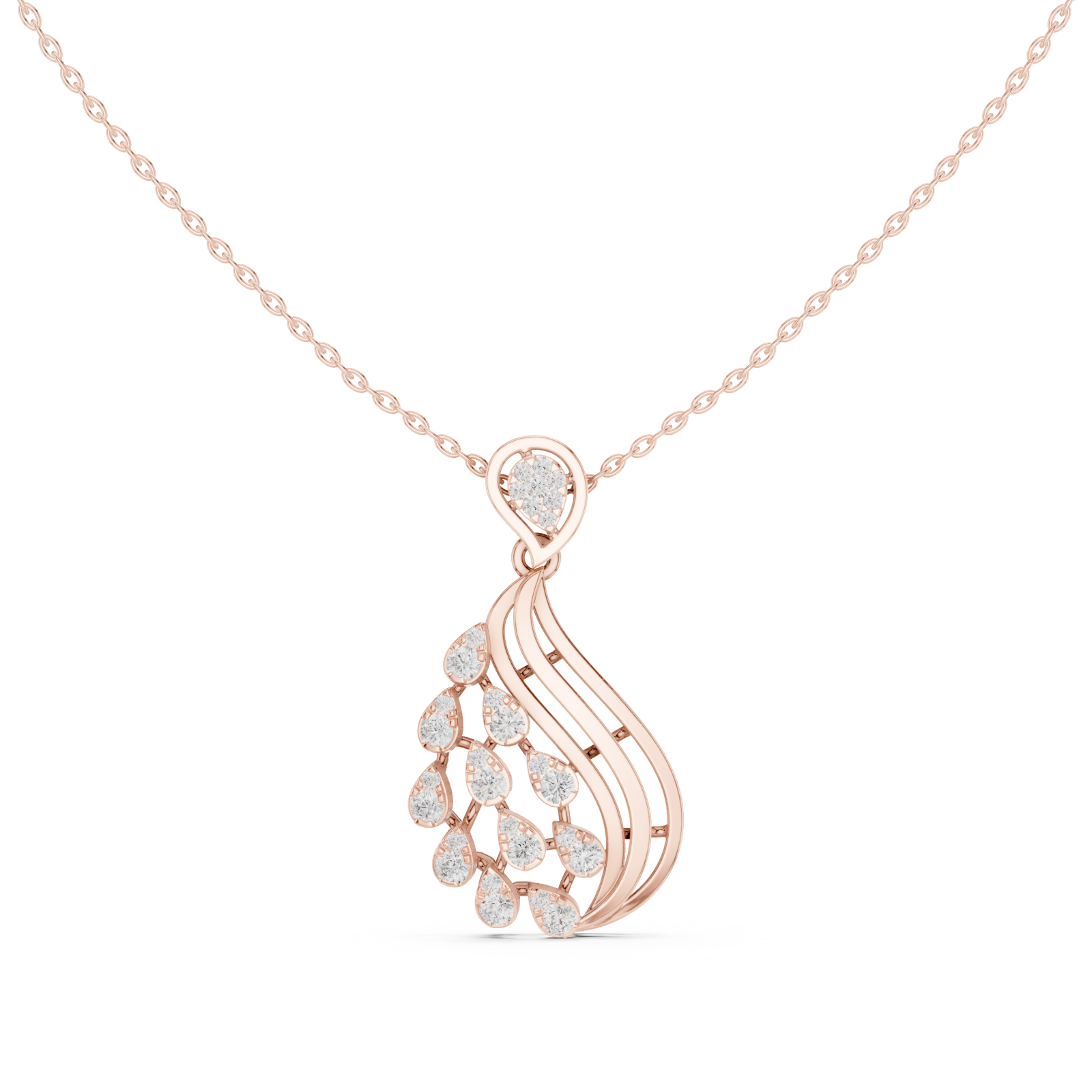  Rose Gold Radiant Petal Reverie Drop Pendant Front View