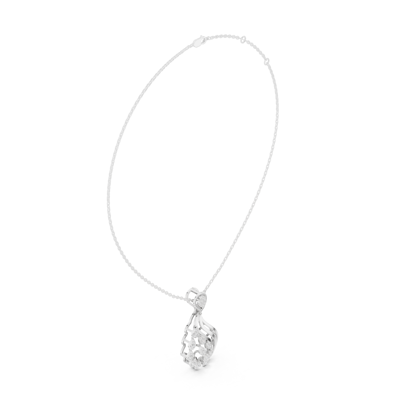  White Gold Radiant Petal Reverie Drop Pendant Left View