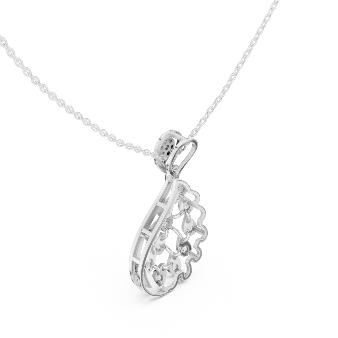  White Gold Radiant Petal Reverie Drop Pendant Right View