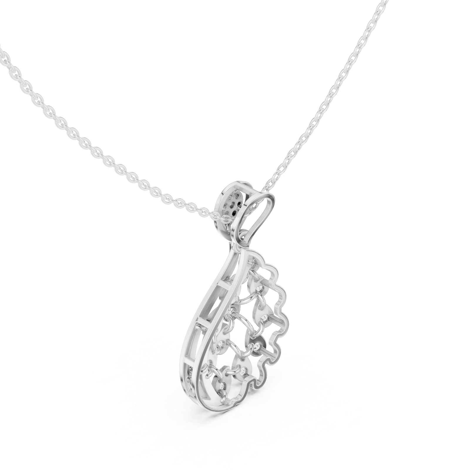  White Gold Radiant Petal Reverie Drop Pendant Right View