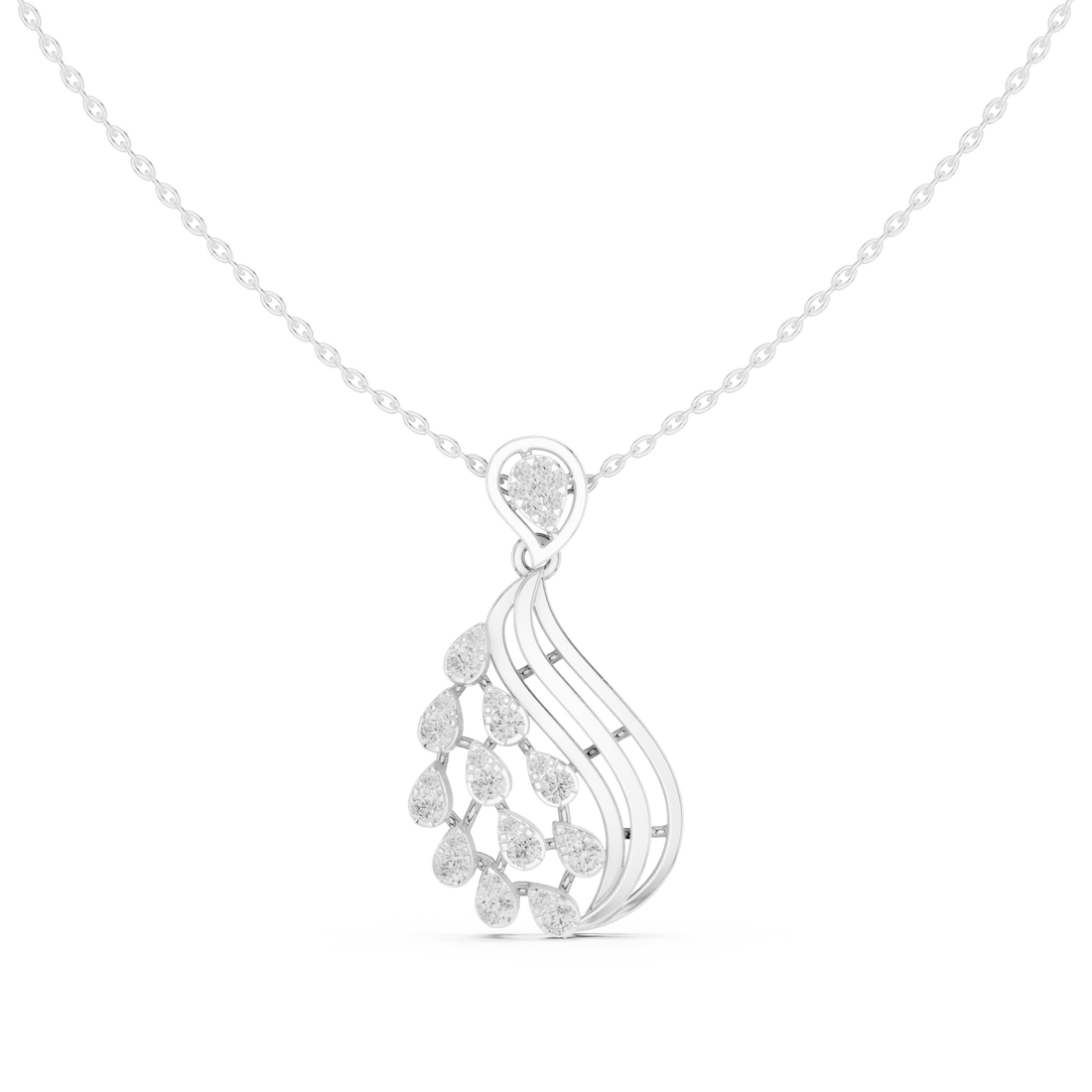  White Gold Radiant Petal Reverie Drop Pendant Right View