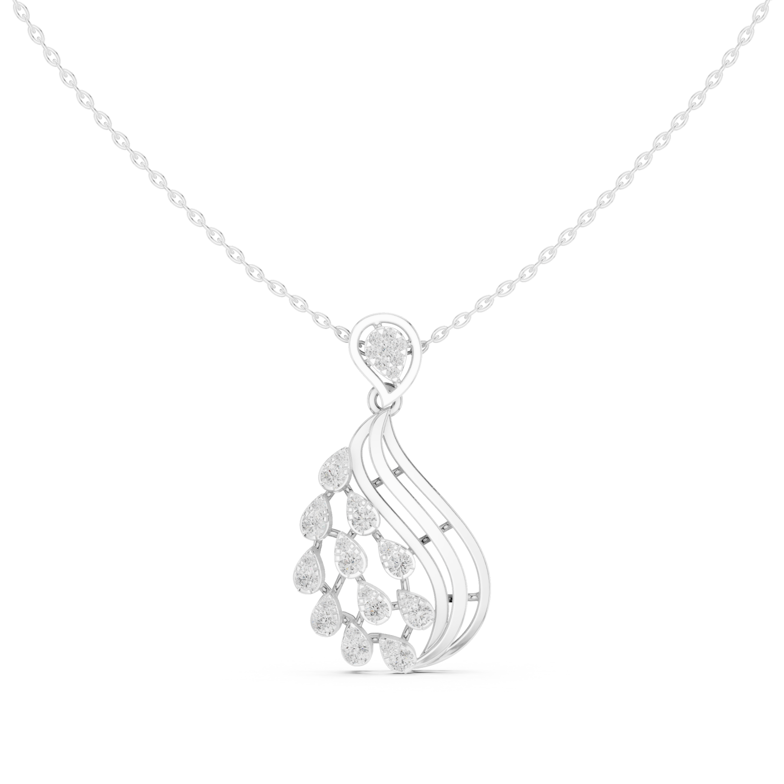  White Gold Radiant Petal Reverie Drop Pendant Front View