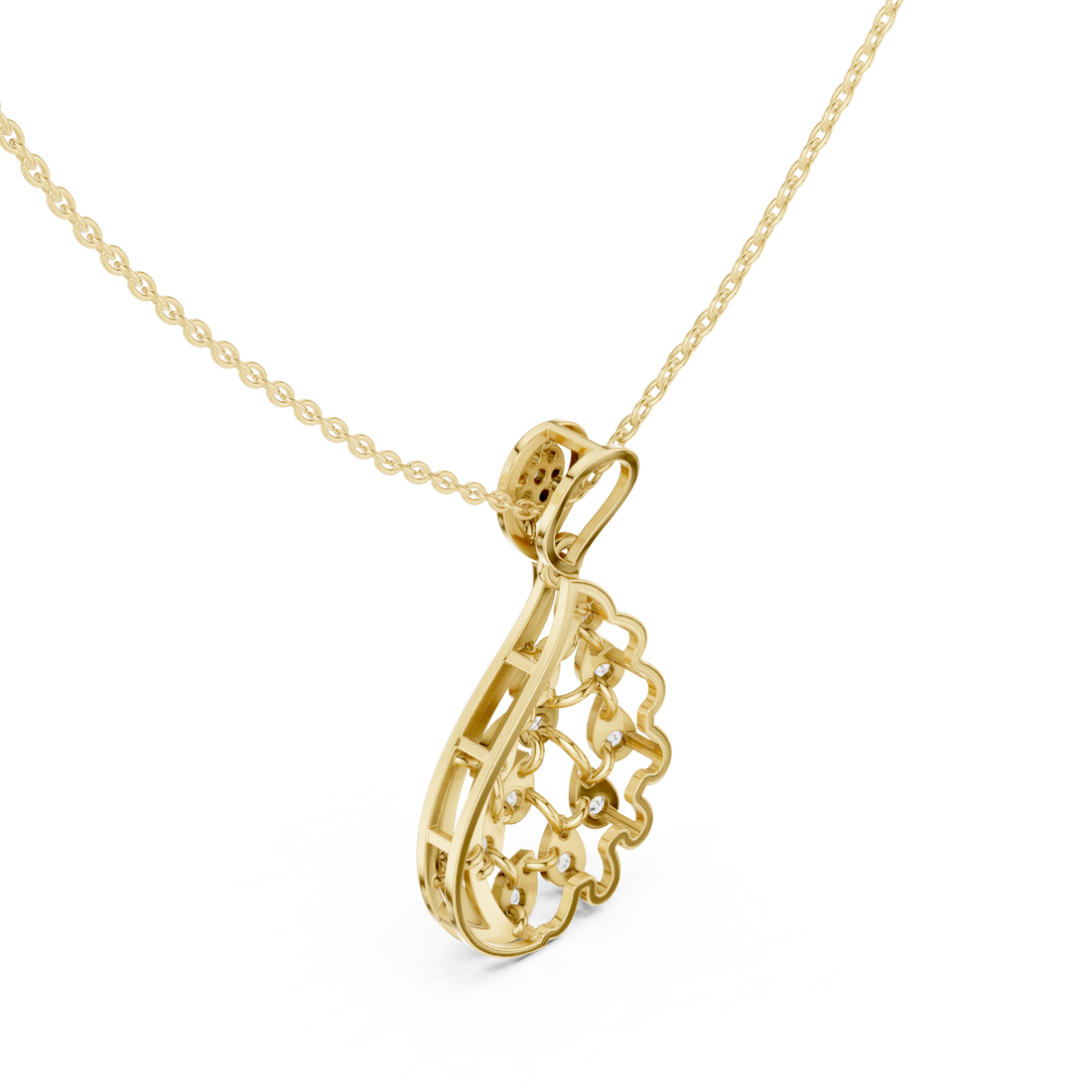 Gold Radiant Petal Reverie Drop Pendant Right View