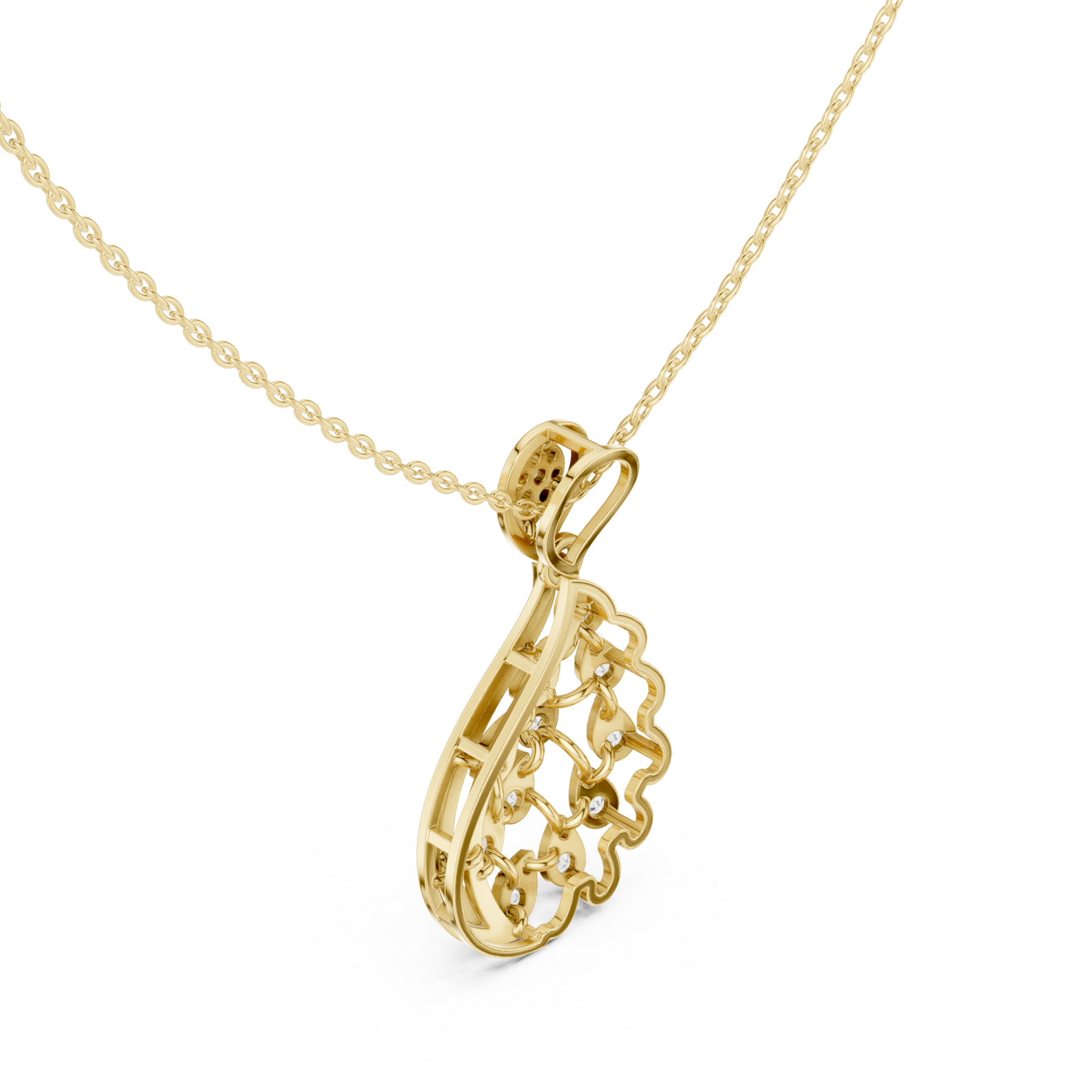 Gold Radiant Petal Reverie Drop Pendant Right View