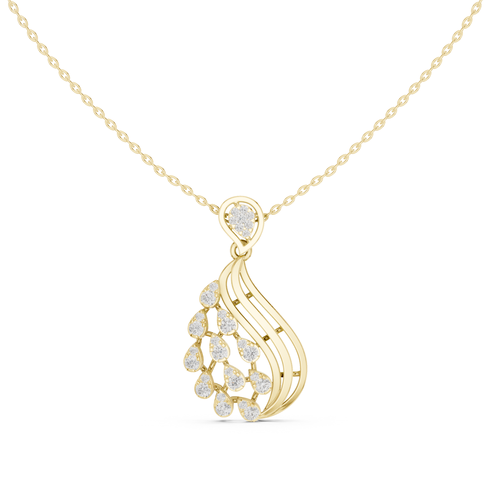  Gold Radiant Petal Reverie Drop Pendant Front View