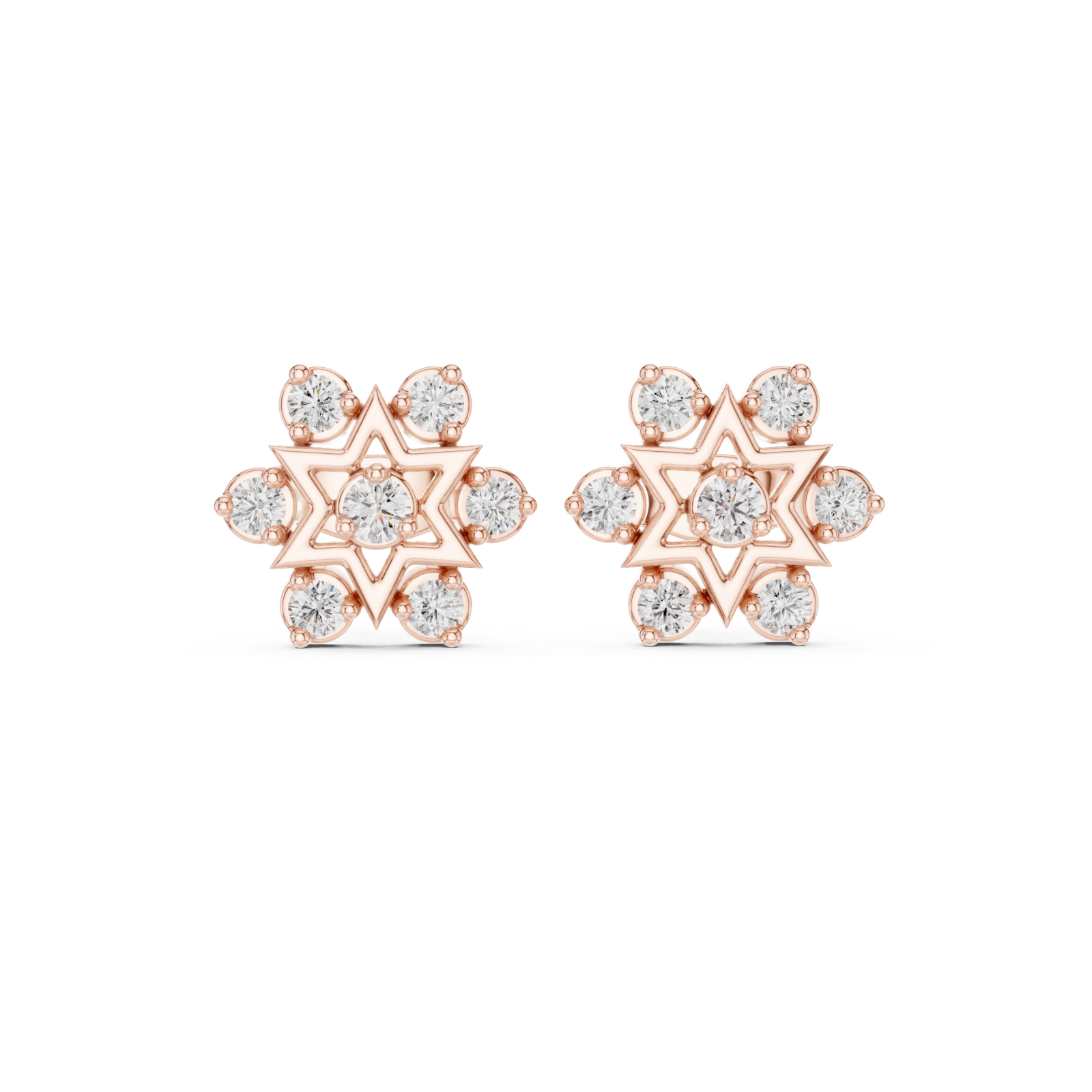  Rose Gold Infinite Luminescence Twinkling Star Stud Earrings Front View