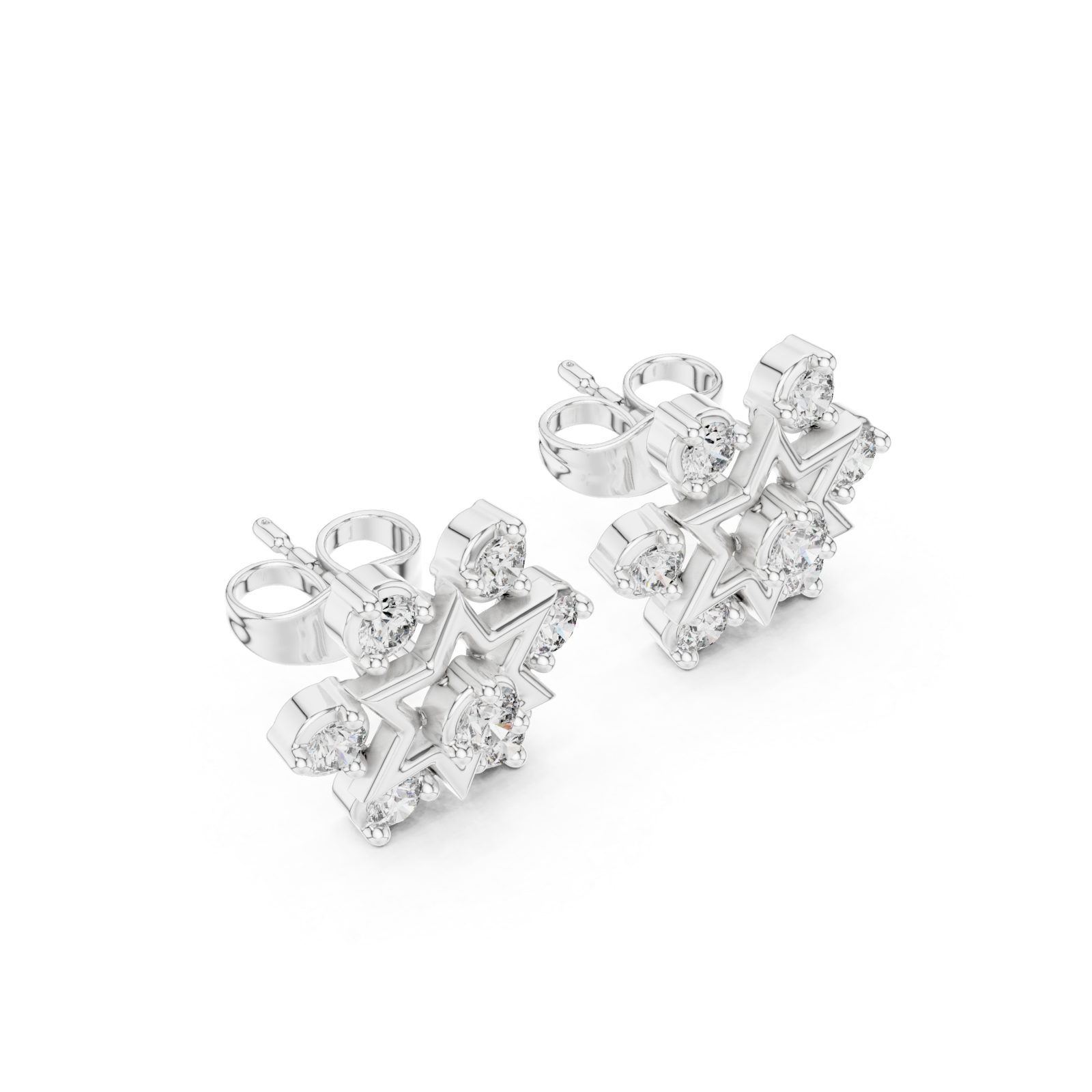  White Gold Infinite Luminescence Twinkling Star Stud Earrings Right View