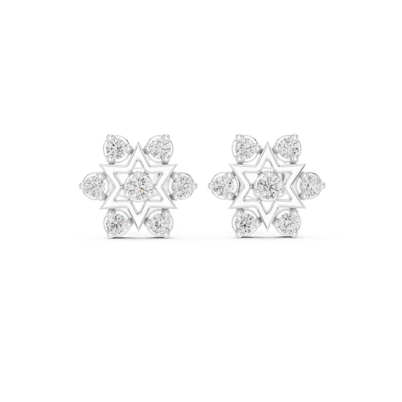  White Gold Infinite Luminescence Twinkling Star Stud Earrings Front View