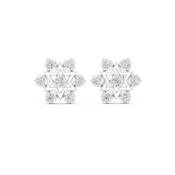  White Gold Infinite Luminescence Twinkling Star Stud Earrings Front View
