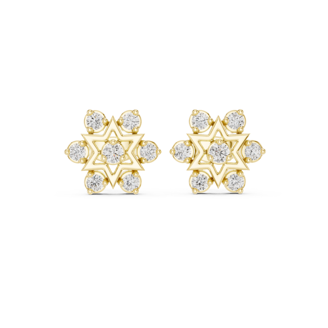Gold Infinite Luminescence Twinkling Star Stud Earrings Right View