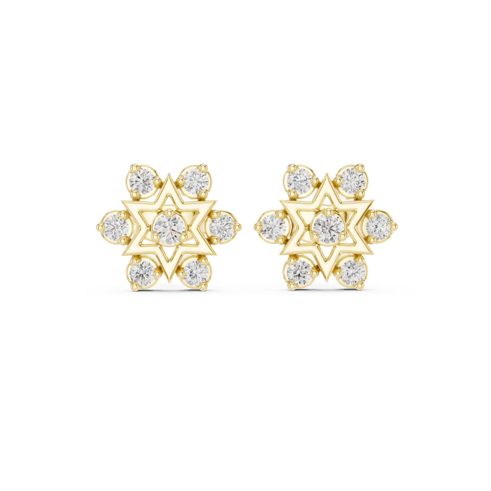  Gold Infinite Luminescence Twinkling Star Stud Earrings Front View
