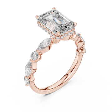  Rose Gold Radiant Sparkle Curve Engagement Ring Right View