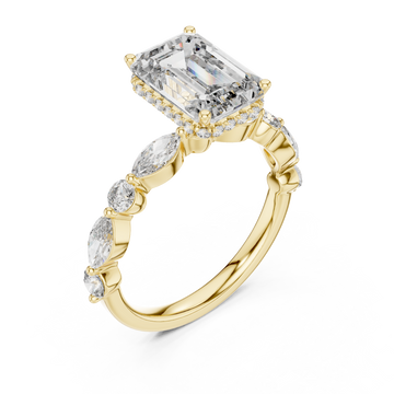 Gold Radiant Sparkle Curve Engagement Ring Right View