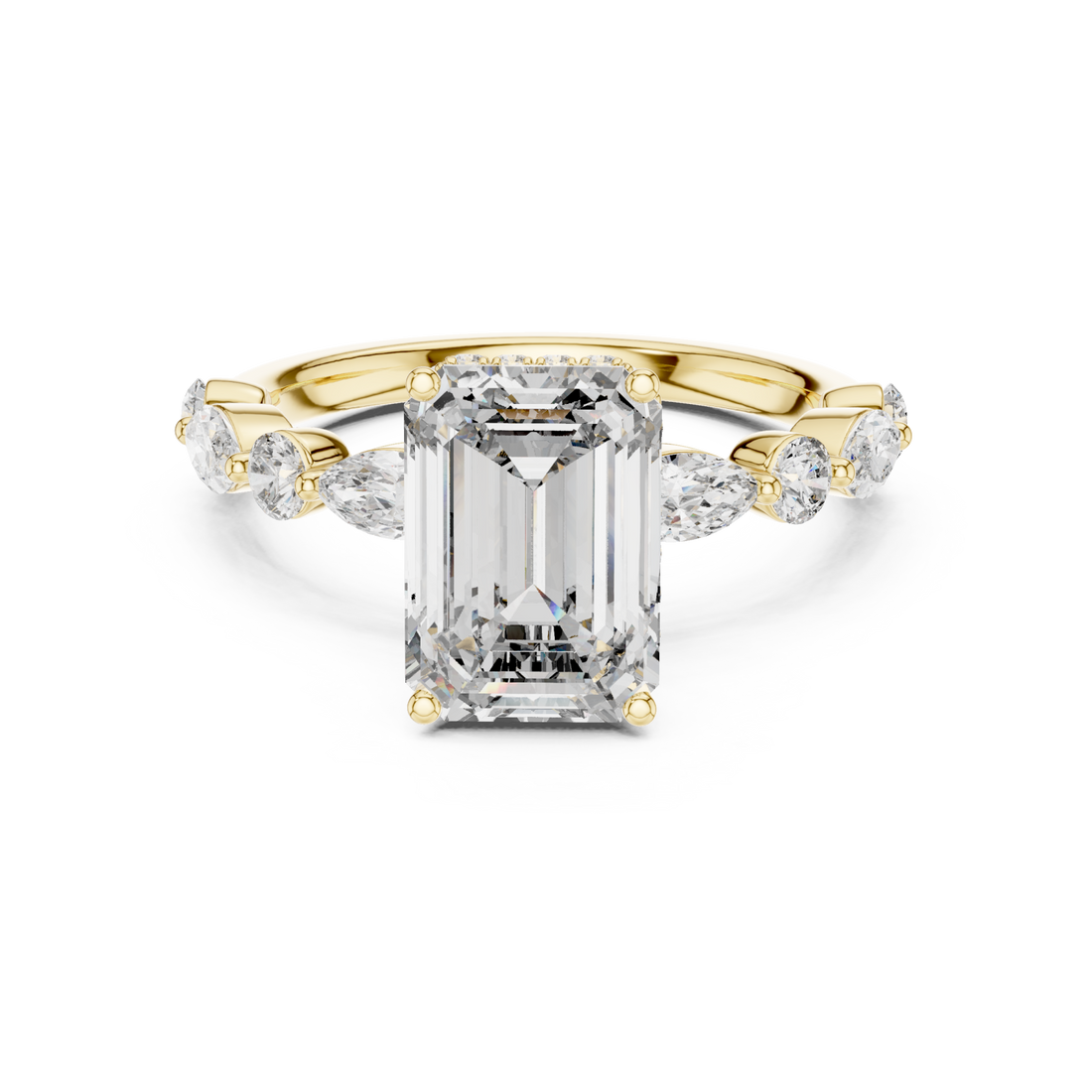 Gold Radiant Sparkle Curve Engagement Ring Right View