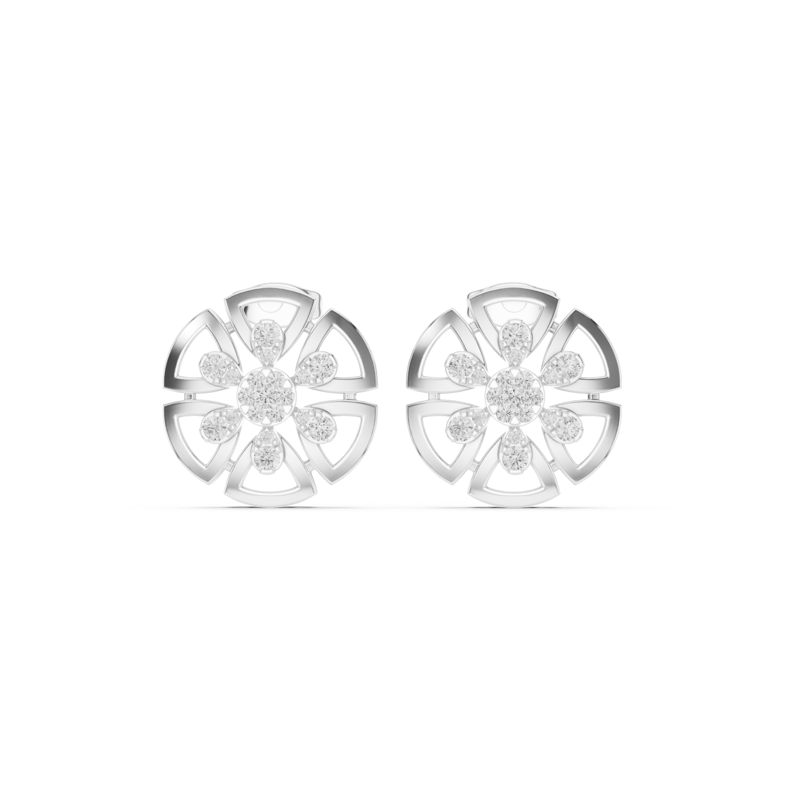  White Gold Golden Maze Classic Earrings Front View