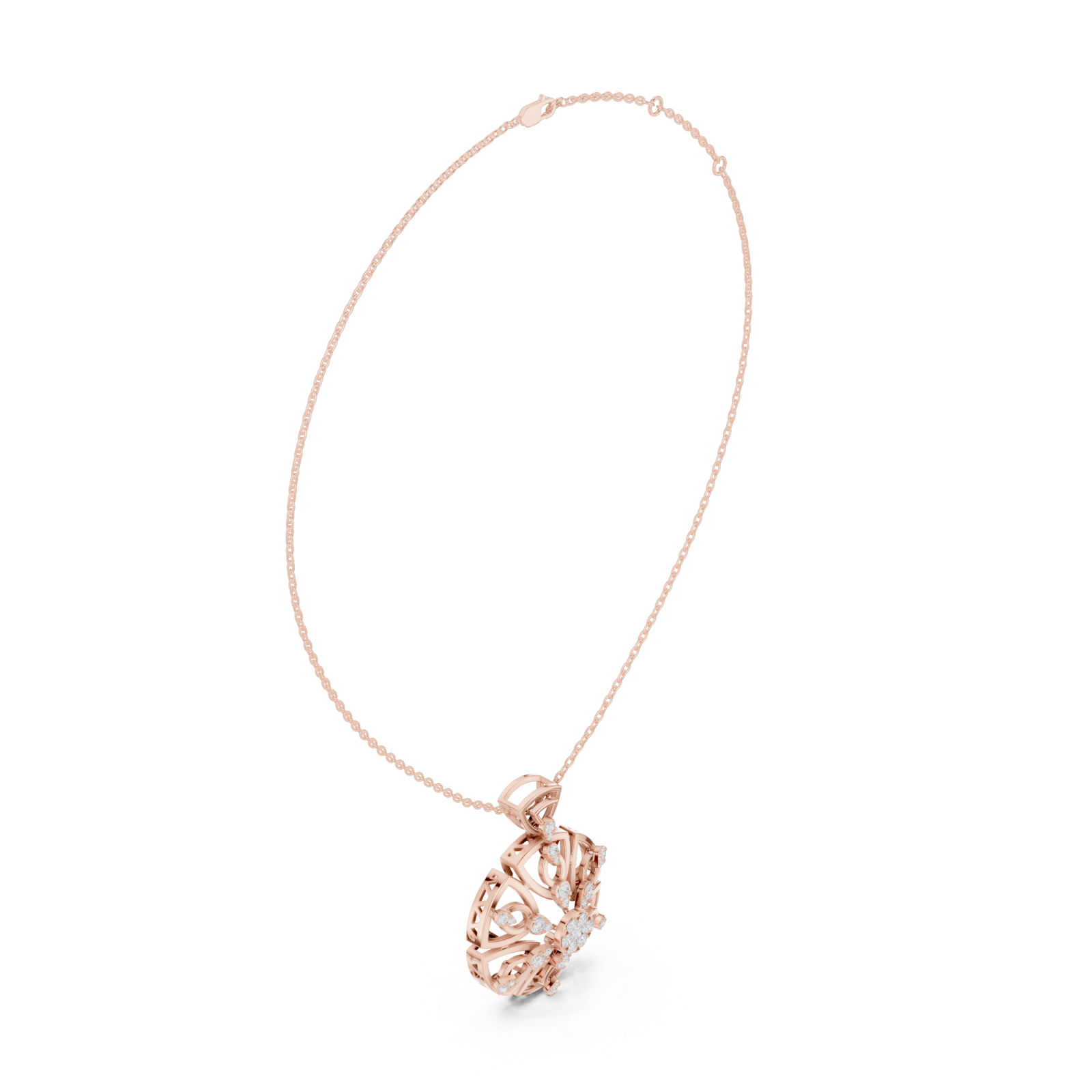  Rose Gold Sunset Embrace Contemporary Pendant Necklace Left View