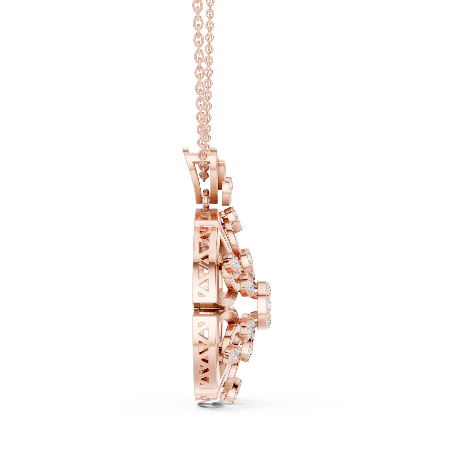  Rose Gold Sunset Embrace Contemporary Pendant Necklace Side View