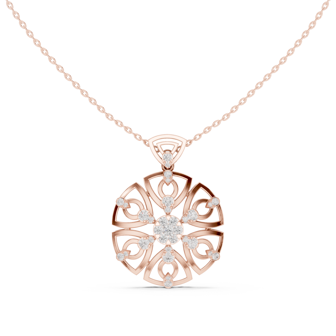  Rose Gold Sunset Embrace Contemporary Pendant Necklace Right View