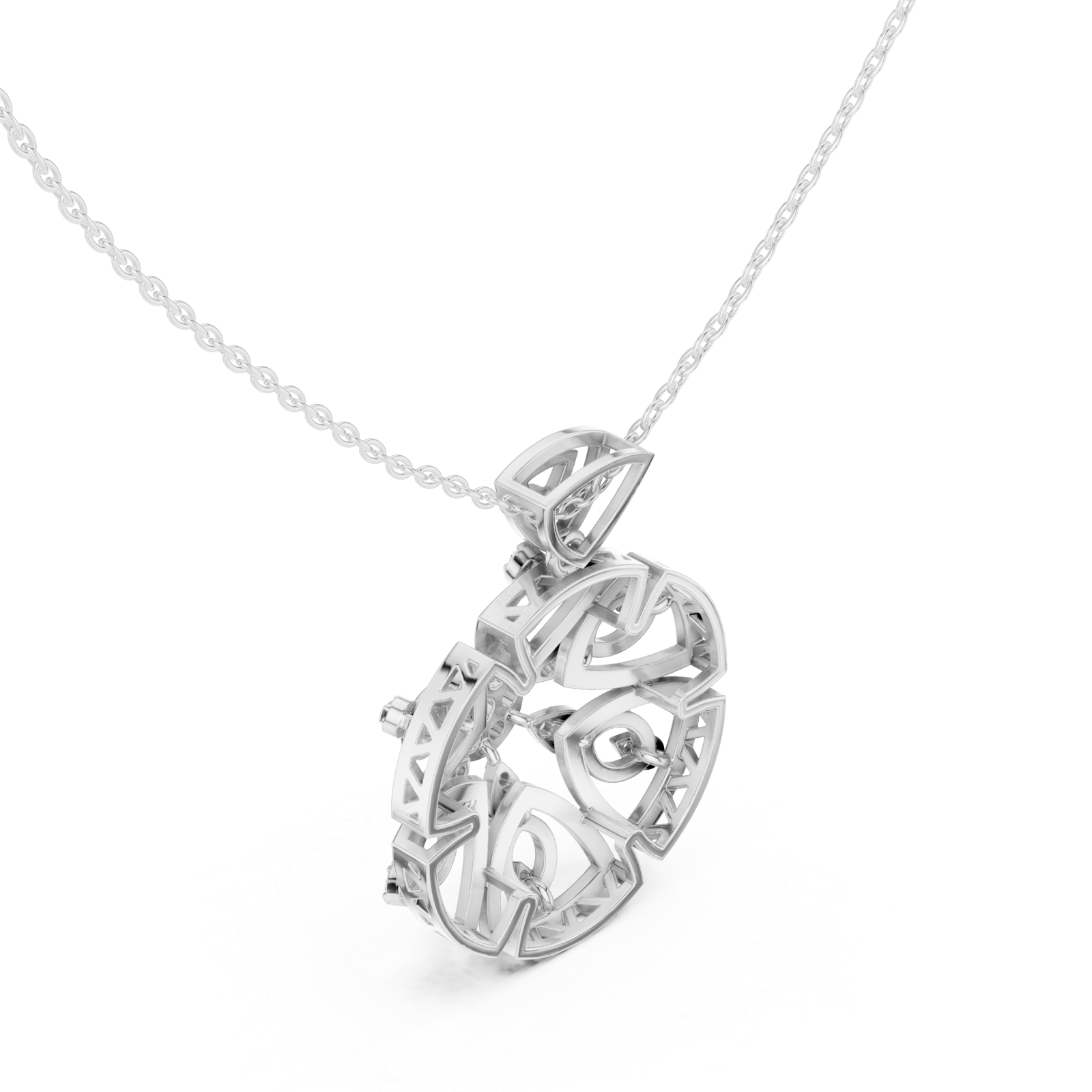  White Gold Sunset Embrace Contemporary Pendant Necklace Right View
