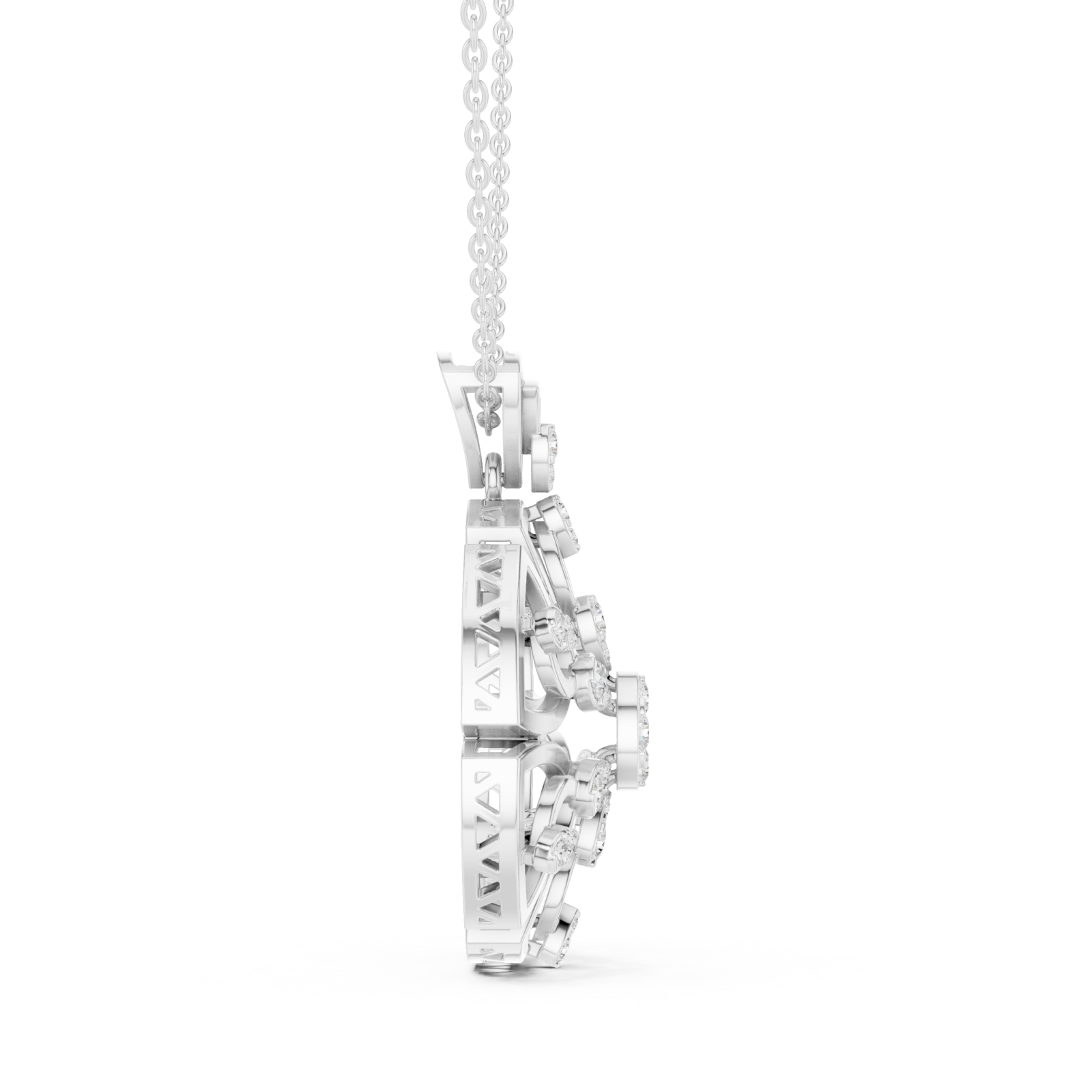  White Gold Sunset Embrace Contemporary Pendant Necklace Side View