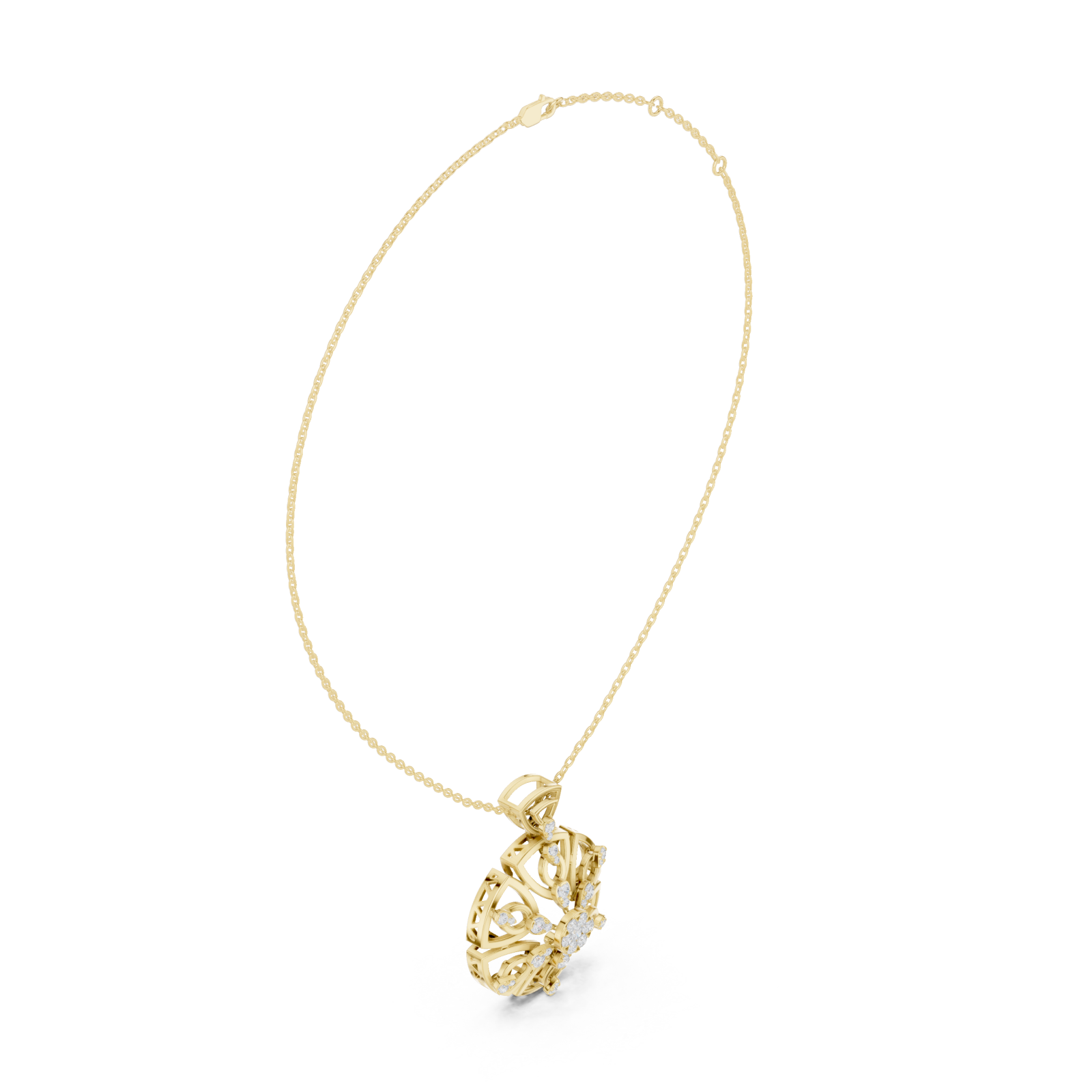 Gold Sunset Embrace Contemporary Pendant Necklace Left View