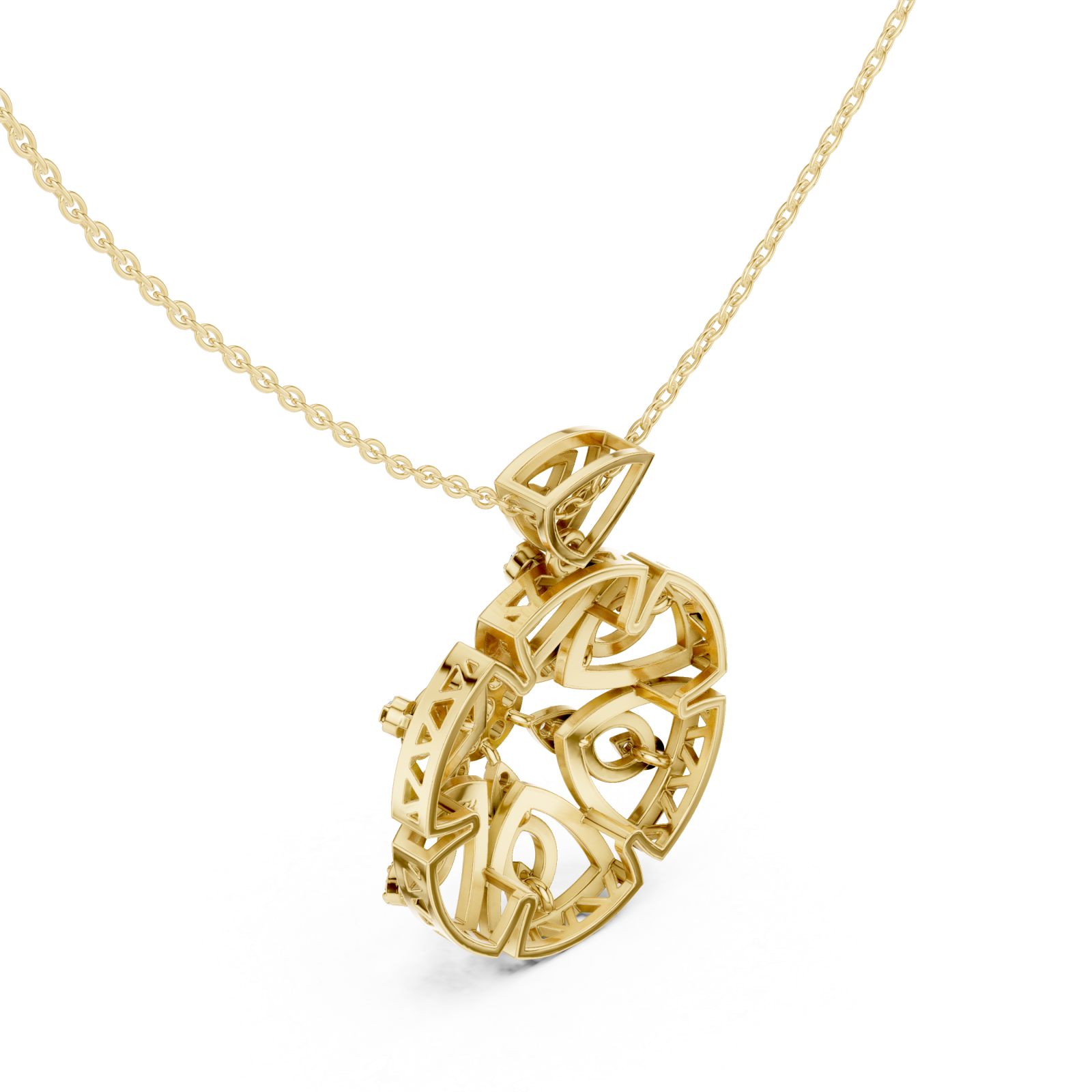 Gold Sunset Embrace Contemporary Pendant Necklace Right View