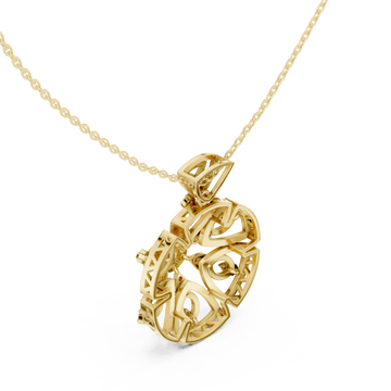 Gold Sunset Embrace Contemporary Pendant Necklace Right View