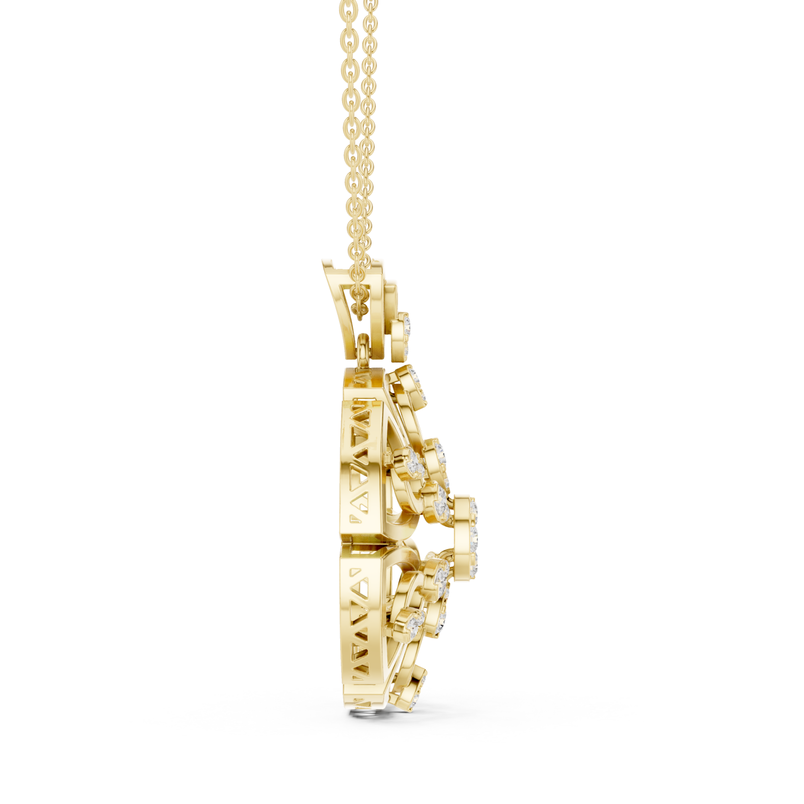  Gold Sunset Embrace Contemporary Pendant Necklace Side View