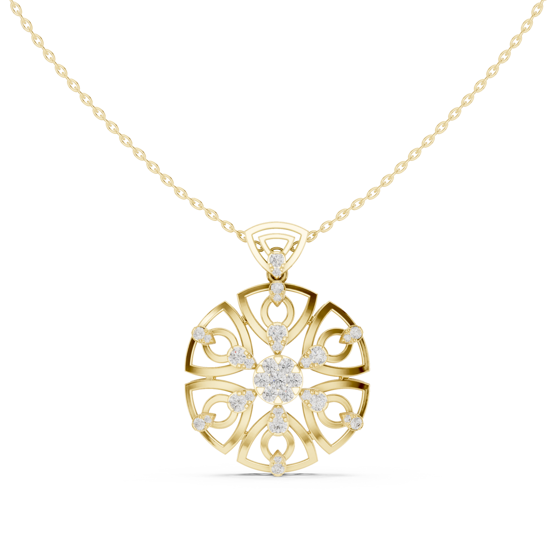 Gold Sunset Embrace Contemporary Pendant Necklace Right View