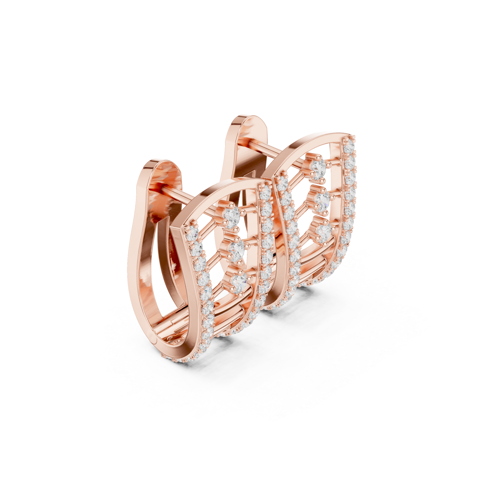  Rose Gold Luminous Trio Cluster Signature Stud Earrings Left View