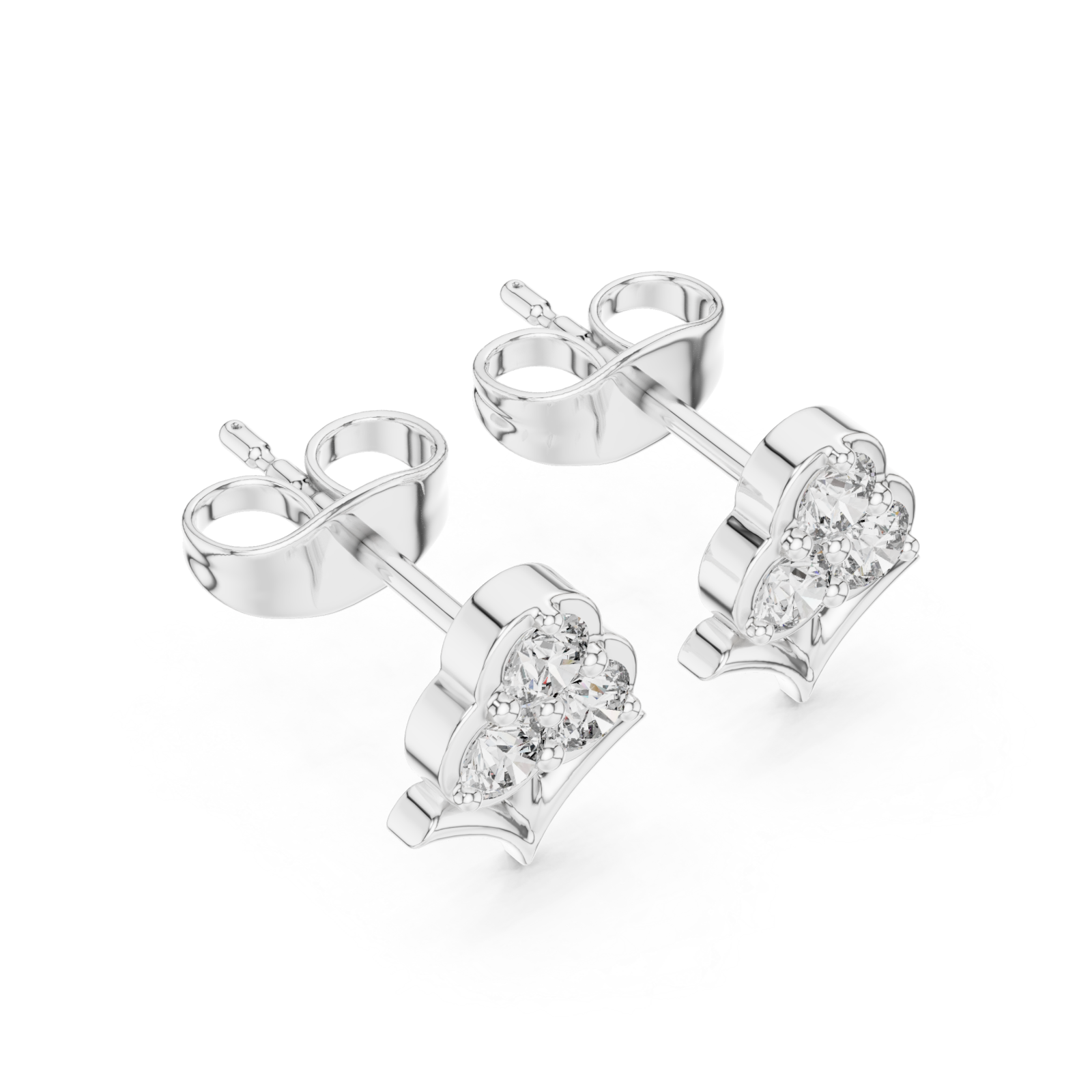  White Gold Luminous Trio Cluster Signature Stud Earrings Right View