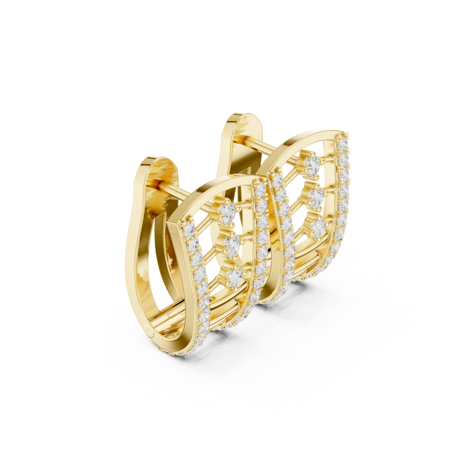  Gold Luminous Trio Cluster Signature Stud Earrings Left View